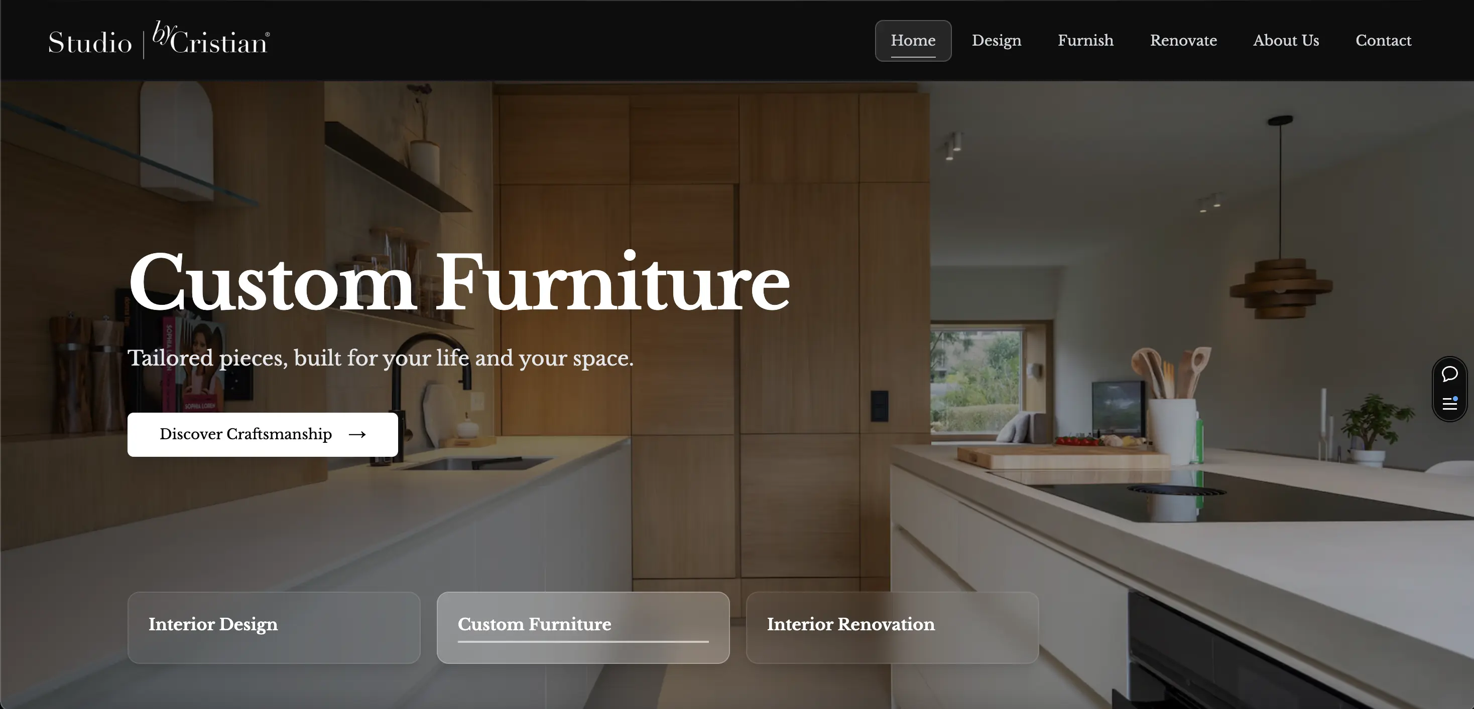 Website Studio by Cristian cu prezentare premium pentru design interior si mobilier
